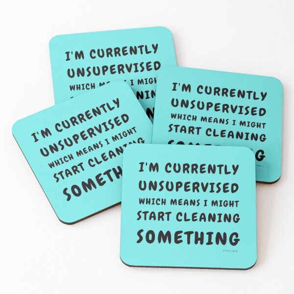 Currently Unsupervised Cleaning Housekeeping Humor Coasters (Set of 4)
