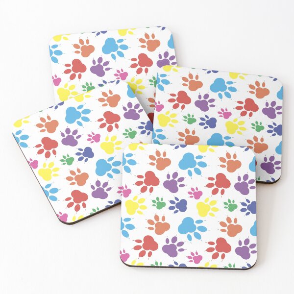 Item preview, Multi-colored paws. Bright print. Animal paw prints symbols. Different colors on a white background. designed and sold by Canatic.