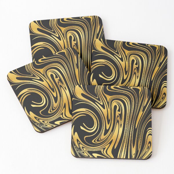 Item preview, Black and Gold Abstract Swirly Pattern designed and sold by WOW TeesAndThings.