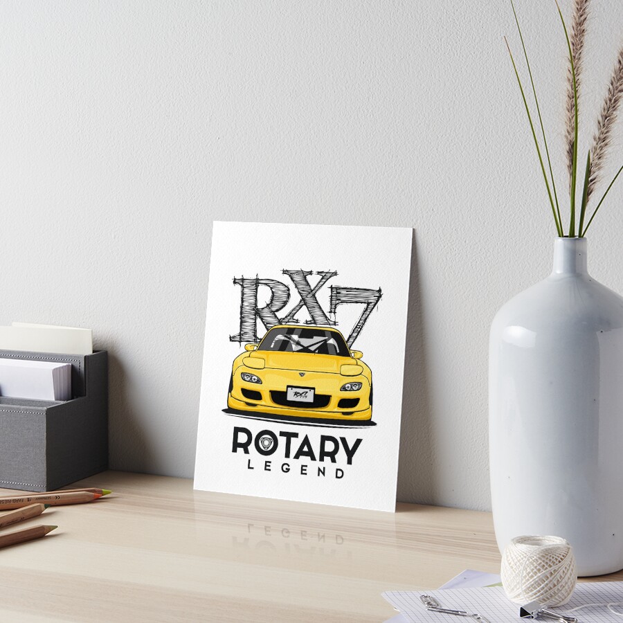 Mazda Rx 7 Car Drawing Vector Art Board Print By Ajienegara Redbubble