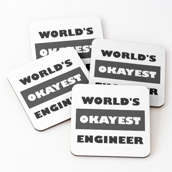 Item preview, World's okayest engineer - block black and white funny engineer saying designed and sold by Deegital18.