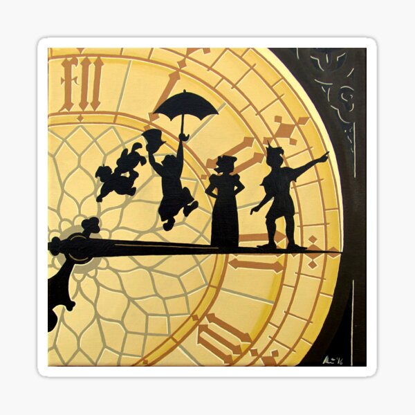 "peter Pan Clock- Acrylic Painting" Sticker For Sale By Mrminorr ...