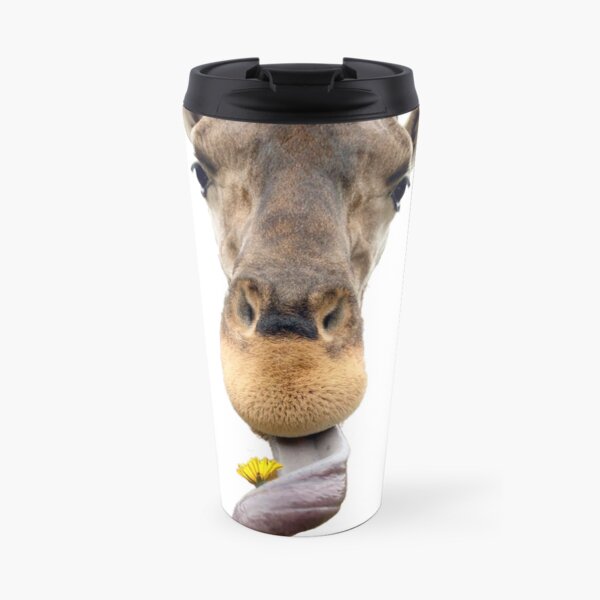 Who knew giraffes could pick flowers. Travel Mug