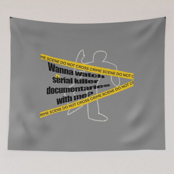 Item preview, Wanna watch serial killer documentaries with me?Crime scene tape, body outline designed and sold by qlobba.