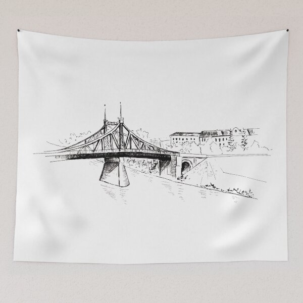Item preview, Bridge over the Volga. Sketch. Hand drawn illustration designed and sold by Canatic.