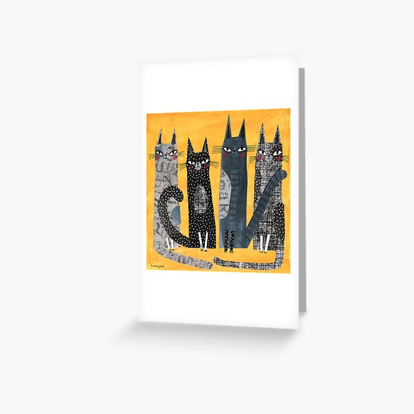 CATS ON YELLOW 2 Greeting Card