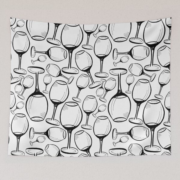 Item preview, Wine glasses. Hand-drawn sketches. Black and white pattern designed and sold by Canatic.