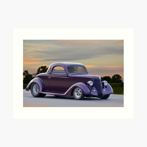 額装済アートポスター クラッシックカー/フォード1936/FORD Bonnie X Huitzil Custom Orange 1936 Ford Coupe Photographed in