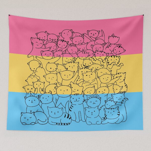 Aperçu de l'œuvre Drapeau de la fierté de chat pansexuel créée et vendue par MickTilio.