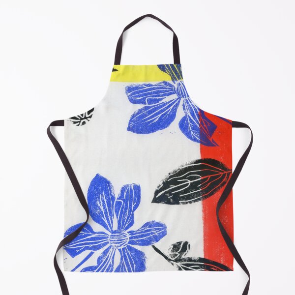 Item preview, clematises in Mondrian colors: linoprint designed and sold by kosarandrea.