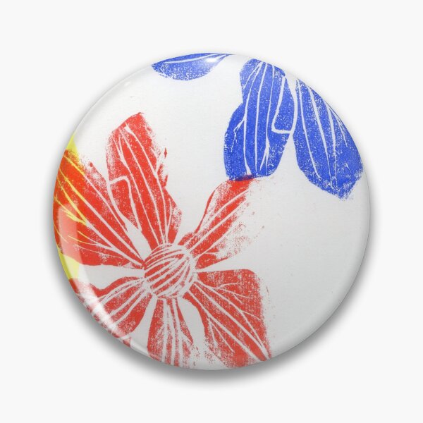 Item preview, blue and red clematises: linoprint designed and sold by kosarandrea.