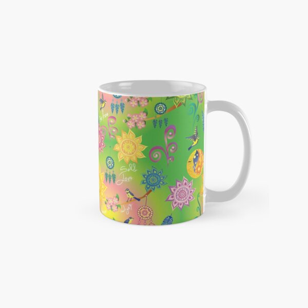 Neon Floral Mandala Dreamcatcher Feathers Cherry Blossom Psychedelic Self Love Pattern Classic Mug