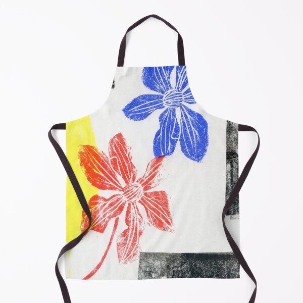Item preview, blue and red clematises: linoprint designed and sold by kosarandrea.