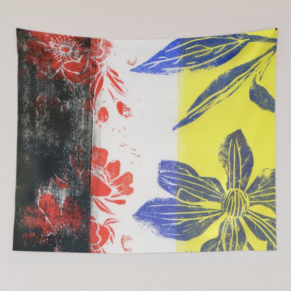Item preview, Mondrian colored pattern: linocut designed and sold by kosarandrea.
