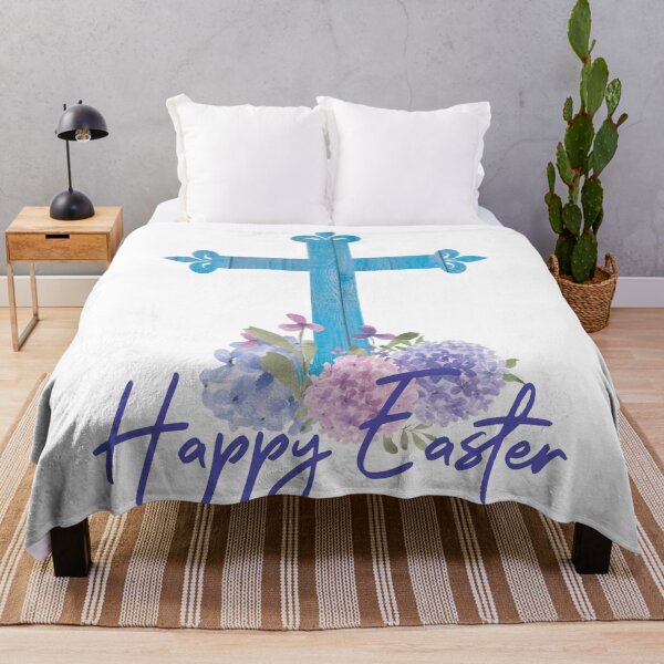 Item preview, Happy Easter Design with Hydrangea Flowers a Blue Wood Floral Cross and Faith designed and sold by Cute Designs Shop.
