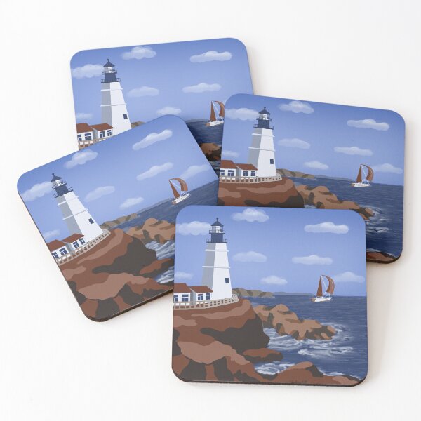 Item preview, Lighthouse 4 - nautical minimal artwork designed and sold by Julia Rudens.
