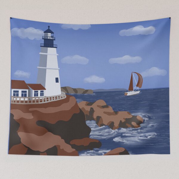 Item preview, Lighthouse 4 - nautical minimal artwork designed and sold by Julia Rudens.