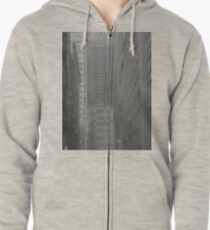 Foggy Alley Cityscape Zipped Hoodie