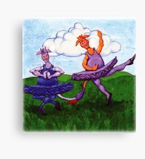 Two Cows Dancing Ballet Canvas Print