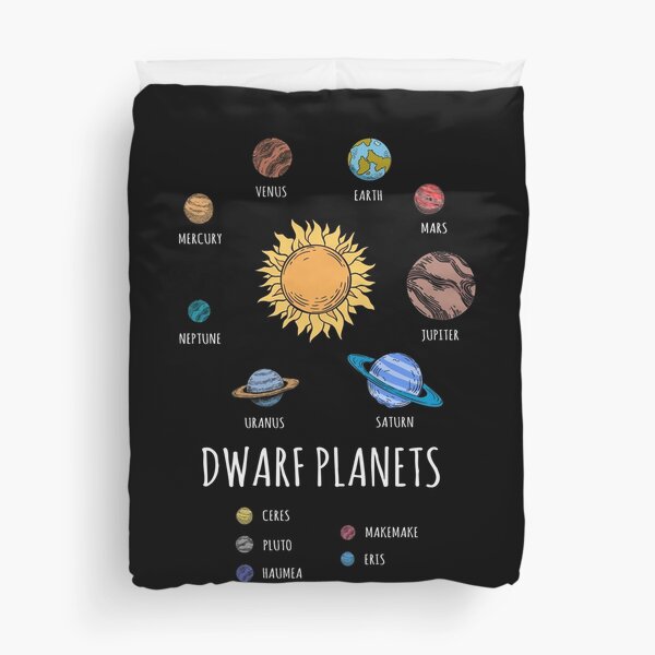 Dwarf Planets, Solar System With Sun, Pluto Duvet Cover