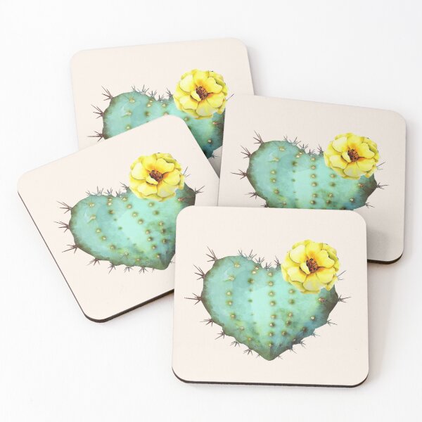 Item preview, Cactus illustration with yellow flower, watercolor, cool succulent plant drawing designed and sold by Collagedream.