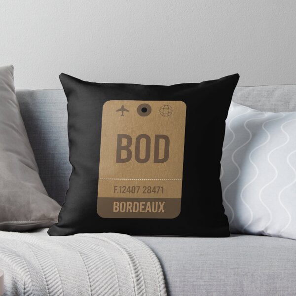 Bordeaux Airport Vintage Luggage Tag Throw Pillow
