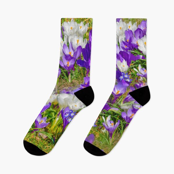 Item preview, Crocuses, spring flowers on blooming meadow garden landscape designed and sold by Arija07.