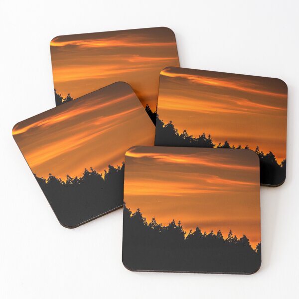 Item preview, Black Trees in Front of an Orange Sky at Sunset designed and sold by dreamline-designs.