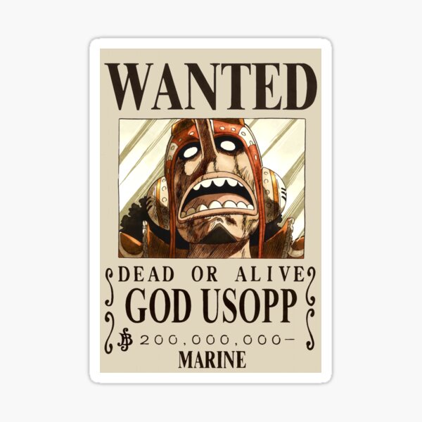 Usopp Wanted Poster. Sticker for Sale by TheOPStore