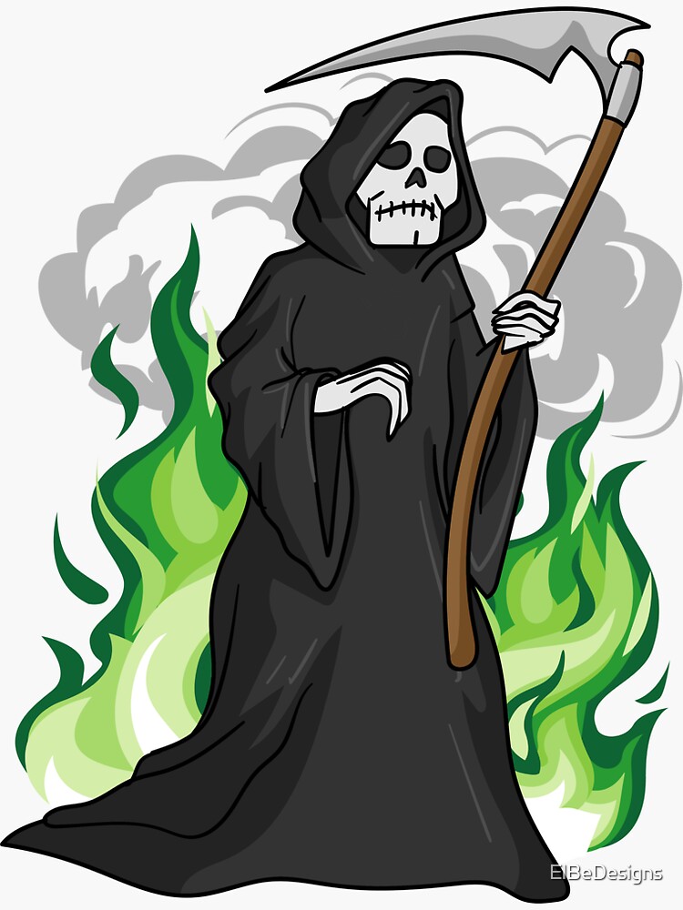 Grim Reaper Fishing Halloween' Sticker