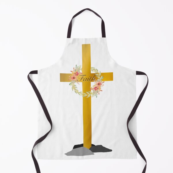 Item preview, Golden Faith Cross with Floral Wreath and Rocky Mound, Gold Cross designed and sold by Cute Designs Shop.