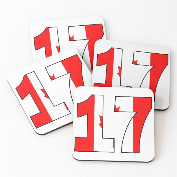 Item preview, Number 17 with Canadian flag on the background designed and sold by AllShirts21.