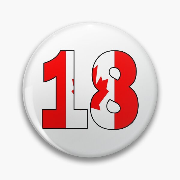 Item preview, Number 18 with Canadian flag on the background designed and sold by AllShirts21.