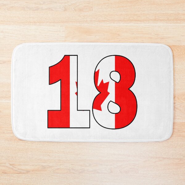 Item preview, Number 18 with Canadian flag on the background designed and sold by AllShirts21.