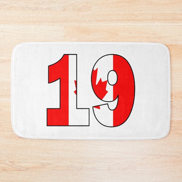 Item preview, Number 19 with Canadian flag on the background designed and sold by AllShirts21.