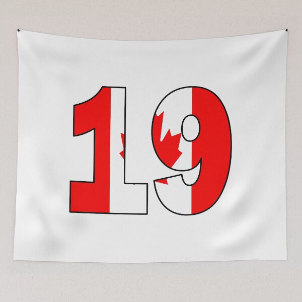 Item preview, Number 19 with Canadian flag on the background designed and sold by AllShirts21.