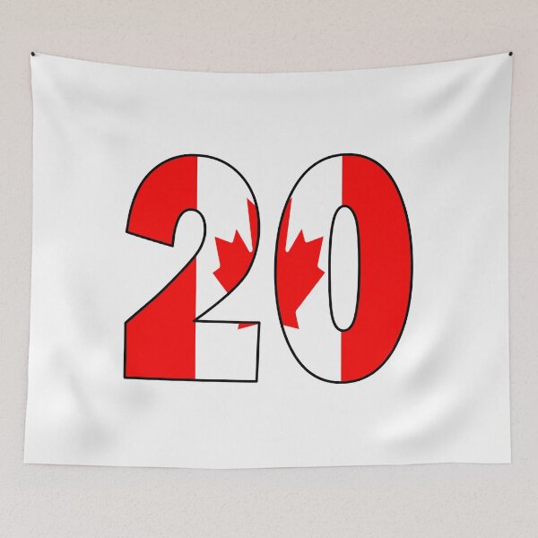 Item preview, Number 20 with Canadian flag on the background designed and sold by AllShirts21.