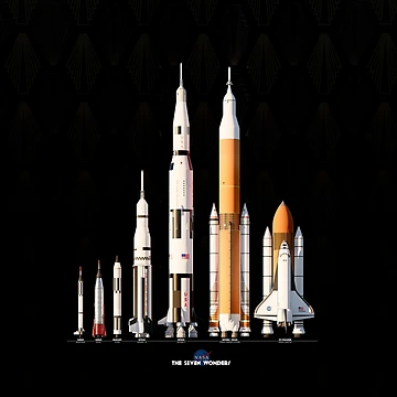 Artwork thumbnail, NASA Rockets - Black Background by Spacecoco