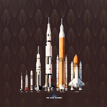 Artwork thumbnail, NASA Rockets - Brown Background by Spacecoco