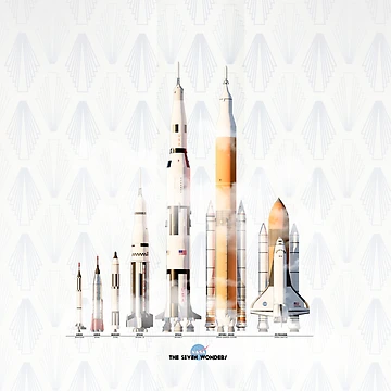 Artwork thumbnail, NASA Rockets - White Background by Spacecoco