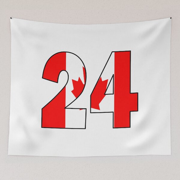 Item preview, Number 24 with Canadian flag on the background designed and sold by AllShirts21.