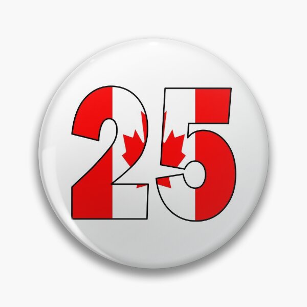 Item preview, Number 25 with Canadian flag on the background designed and sold by AllShirts21.