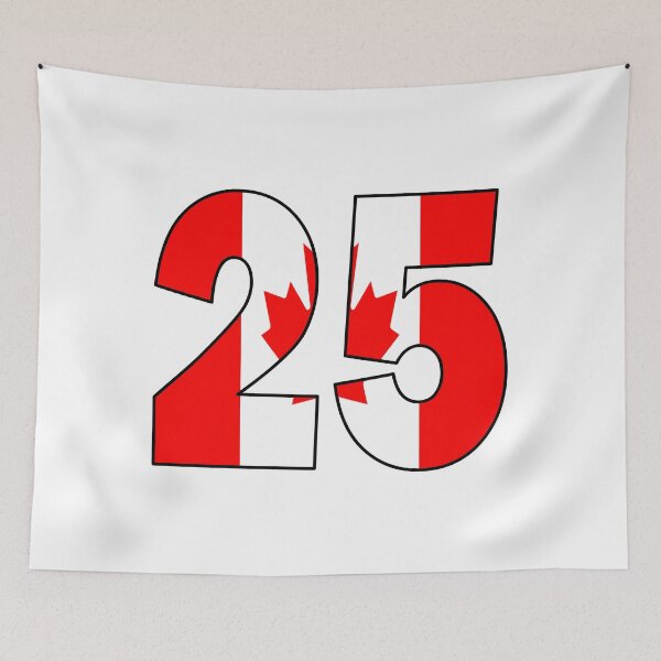 Item preview, Number 25 with Canadian flag on the background designed and sold by AllShirts21.