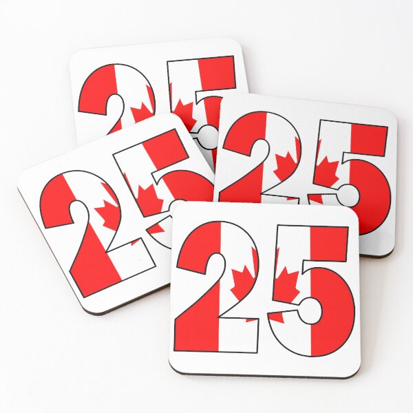 Item preview, Number 25 with Canadian flag on the background designed and sold by AllShirts21.