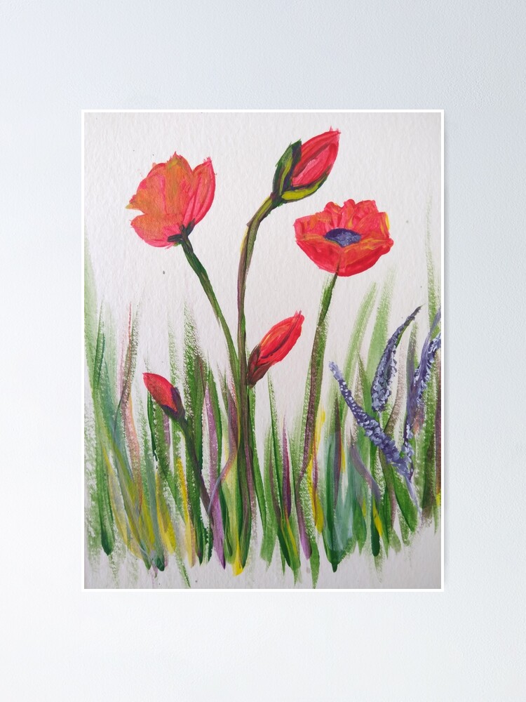 Thumbnail 1 of 3, Poster, Poppies in a field designed and sold by Rockerbellas.