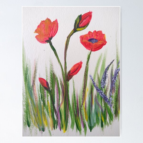 Item preview, Poppies in a field designed and sold by Rivvyarts.