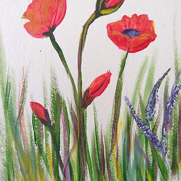 Artwork thumbnail, Poppies in a field by Rivvyarts