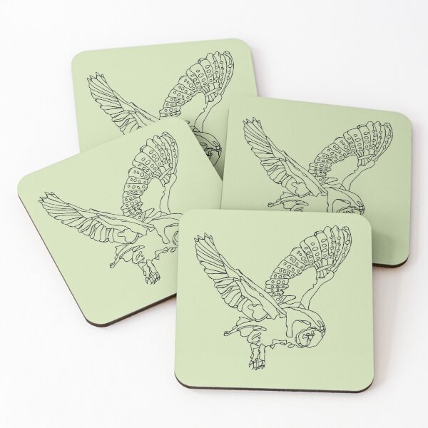 Item preview, line art of barn owl flying pattern design designed and sold by The Red Shop.