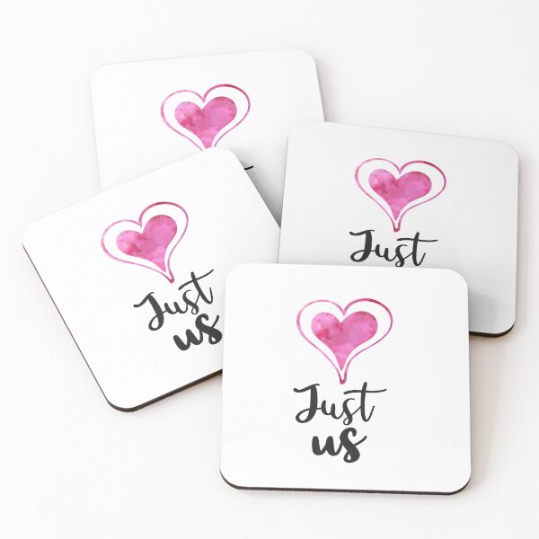 Item preview, Just us with 2 Pink watercolor Hearts - Valentines day Anniversary Romance Love Celebrations designed and sold by Star58.