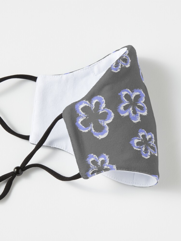 Alternate view of Funky Periwinkle Retro Glitch Flowers Sticker Pack Mask